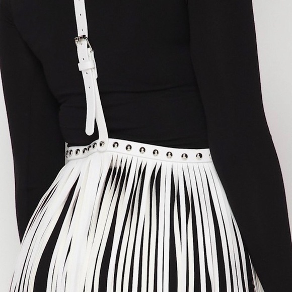 White Studded Fringe Harness Belt/ Swing Skirt - Picture 6 of 7